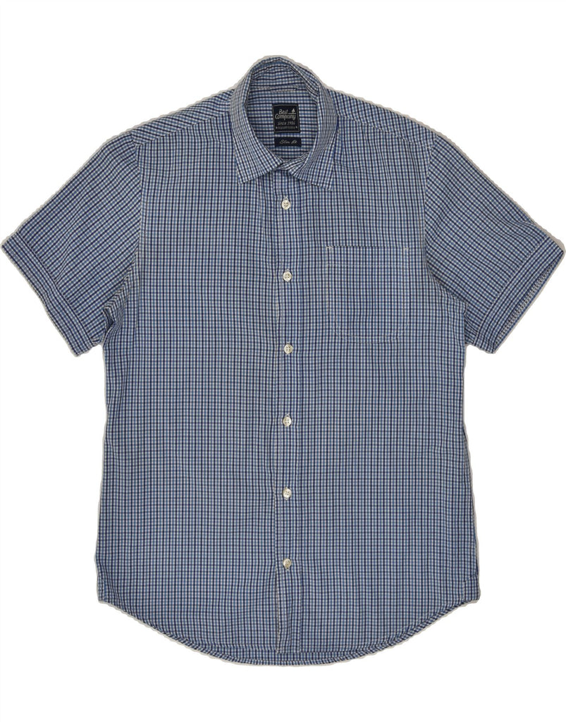 BEST COMPANY Mens Slim Fit Short Sleeve Shirt Small Blue Check | Vintage Best Company | Thrift | Second-Hand Best Company | Used Clothing | Messina Hembry 