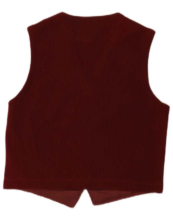 Vintage Mens Waistcoat Small Burgundy Floral Wool