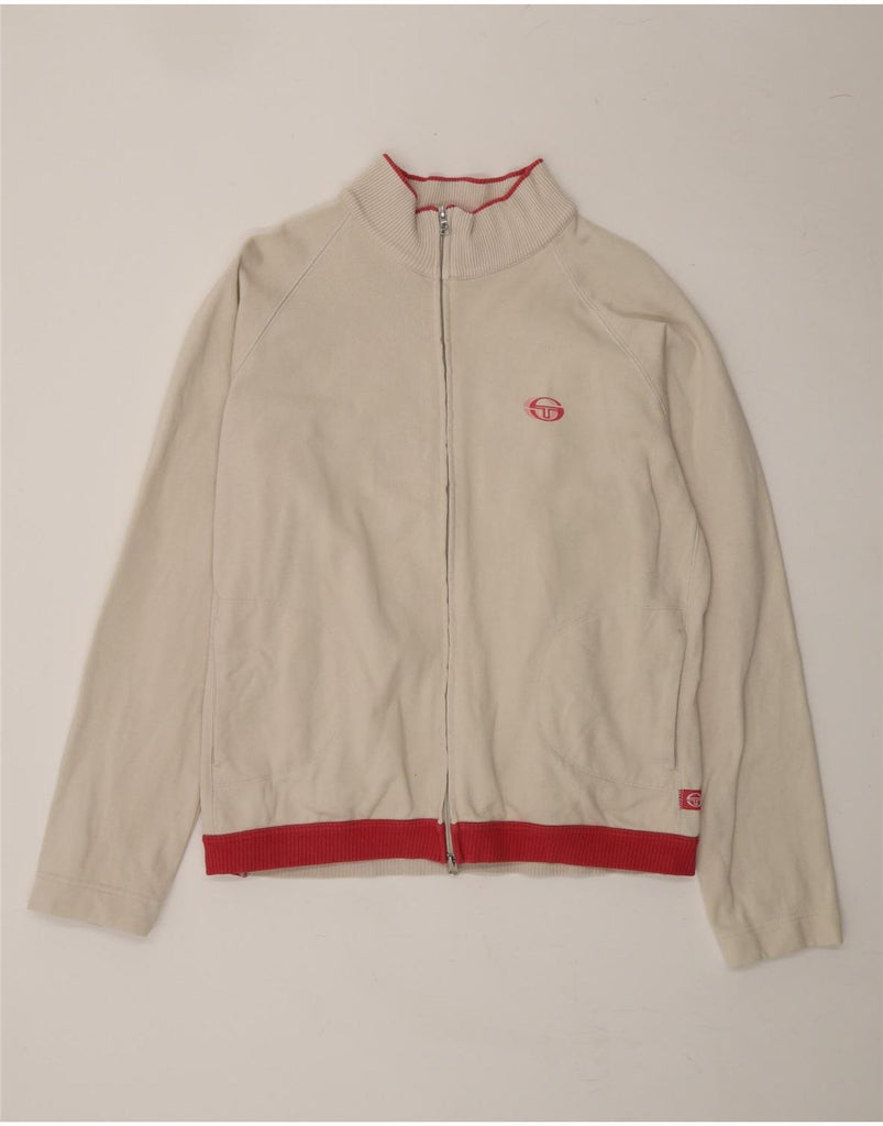 SERGIO TACCHINI Womens Tracksuit Top Jacket UK 20 2XL Beige Cotton Vintage Sergio Tacchini and Second-Hand Sergio Tacchini from Messina Hembry 