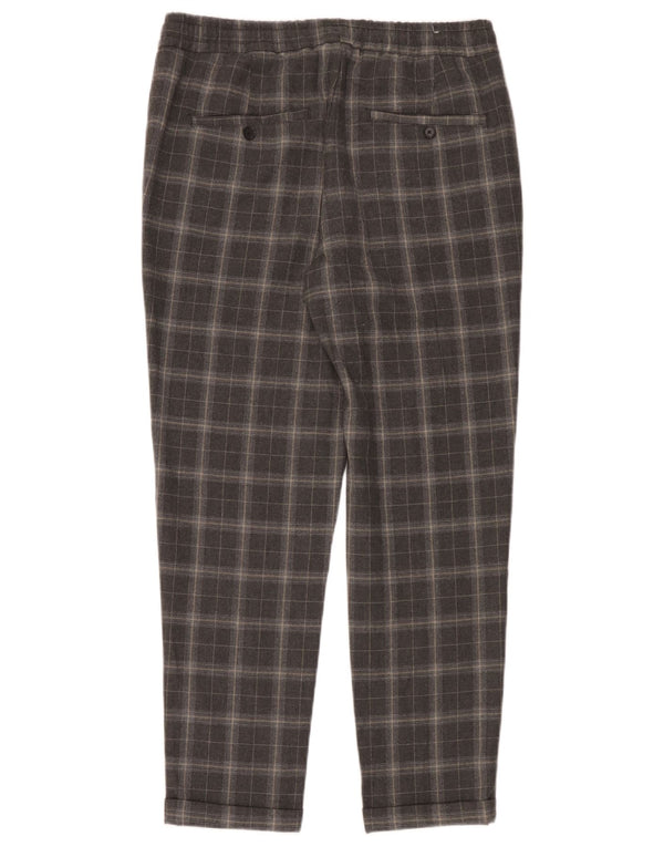 Zara Mens Tapered Chino Trousers Medium W31 L30 Grey Check