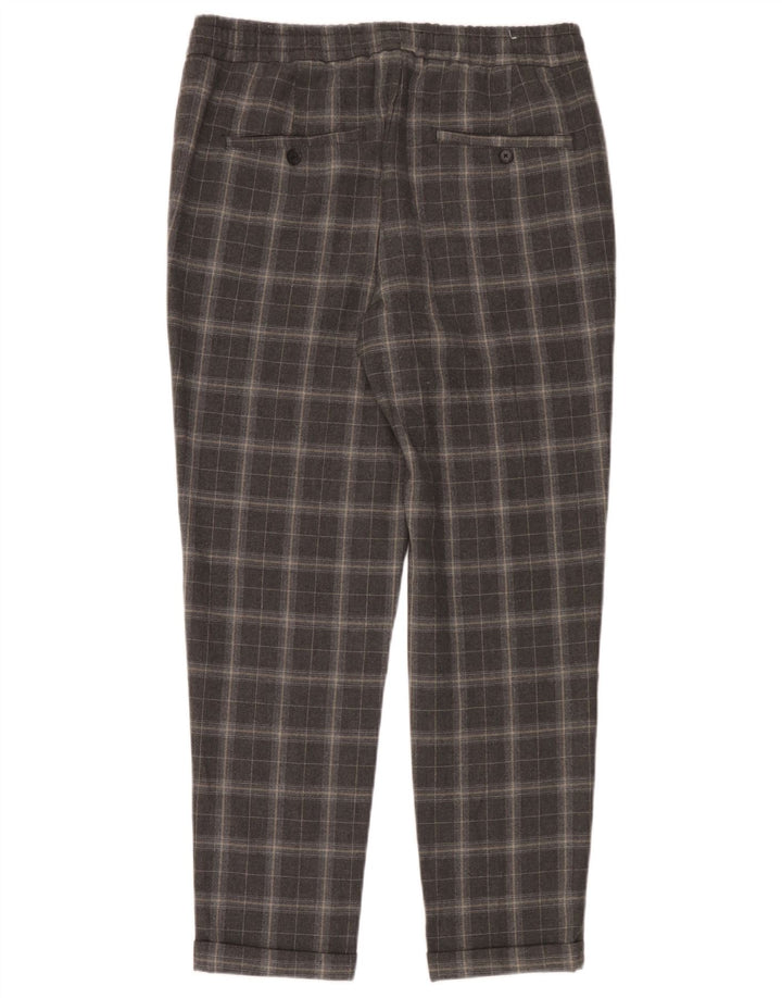 Zara Mens Tapered Chino Trousers Medium W31 L30 Grey Check