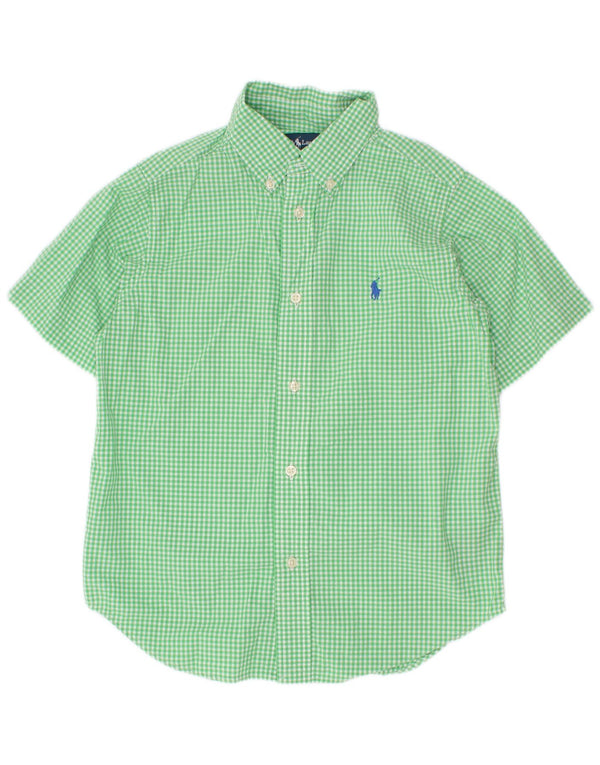 Ralph Lauren Boys Short Sleeve Shirt 5-6 Years Green Gingham Cotton