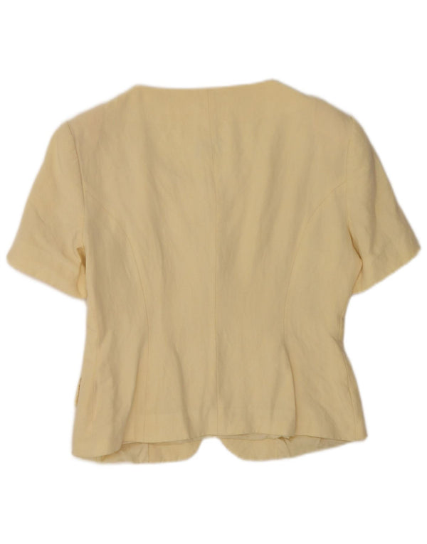 Benetton Womens 4 Button Short Sleeve Blazer Jacket IT 42 Medium Beige