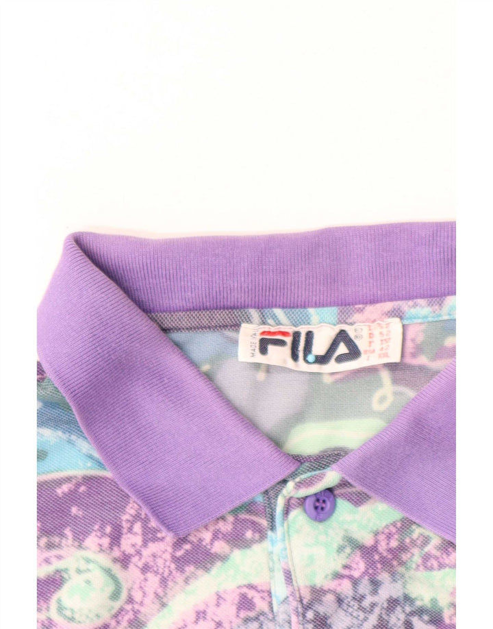 Fila Mens Polo Shirt IT 52 Large Multicoloured Geometric