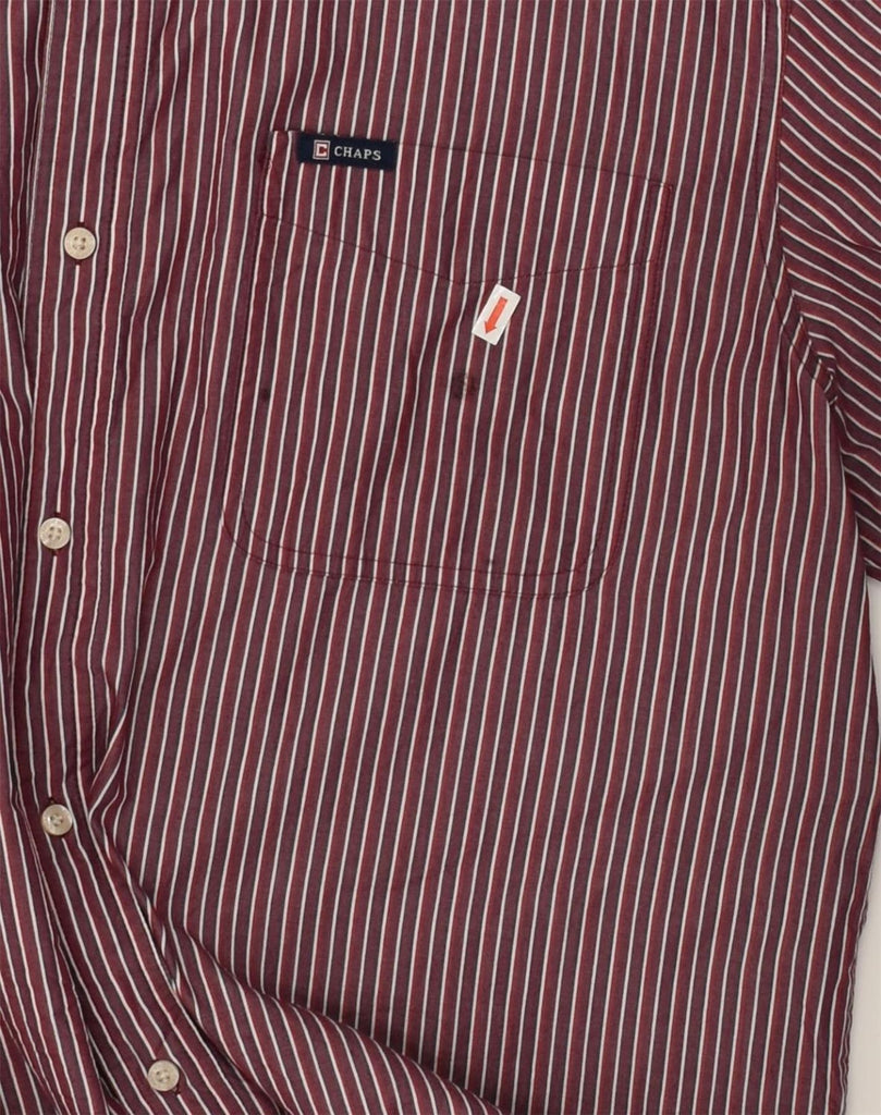 CHAPS Mens Easy Care Shirt XL Maroon Pinstripe Cotton | Vintage Chaps | Thrift | Second-Hand Chaps | Used Clothing | Messina Hembry 