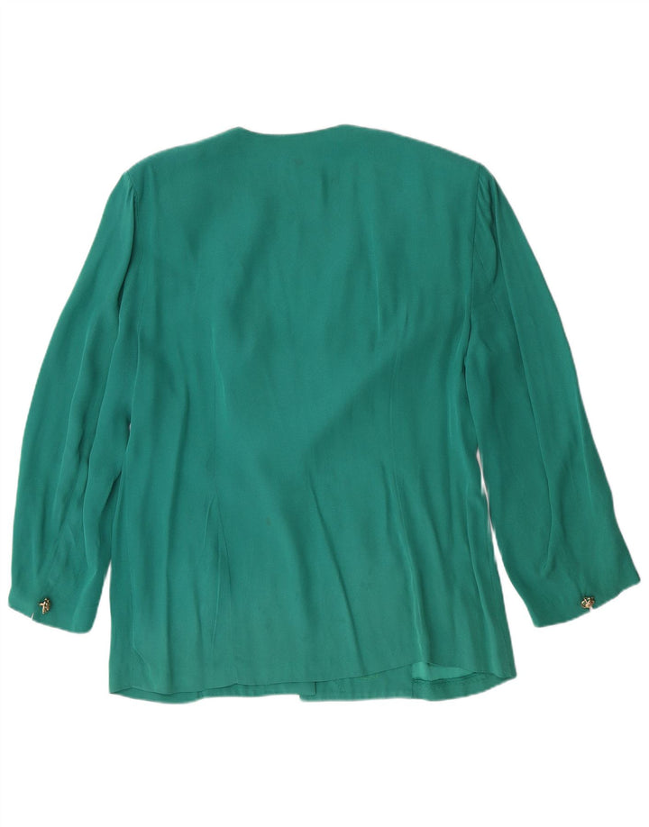 NEFER Womens 1 Button Blazer Jacket IT 46 Large Green Acetate
