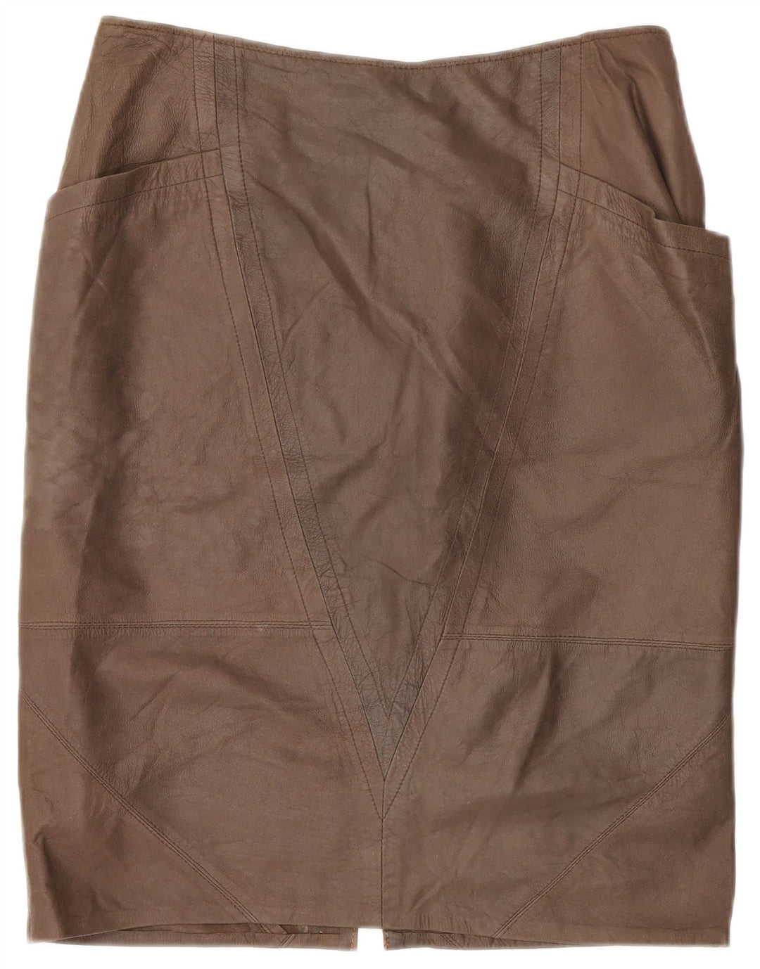 Vintage Womens Leather Skirt W32 Large Brown
