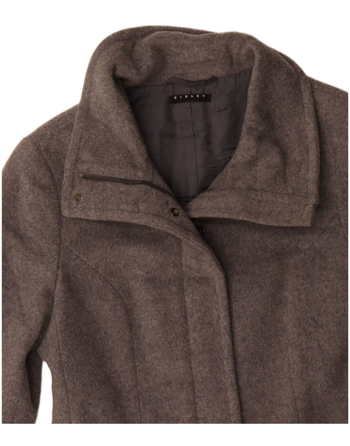 SISLEY Womens Overcoat IT 38 XS Grey Wool