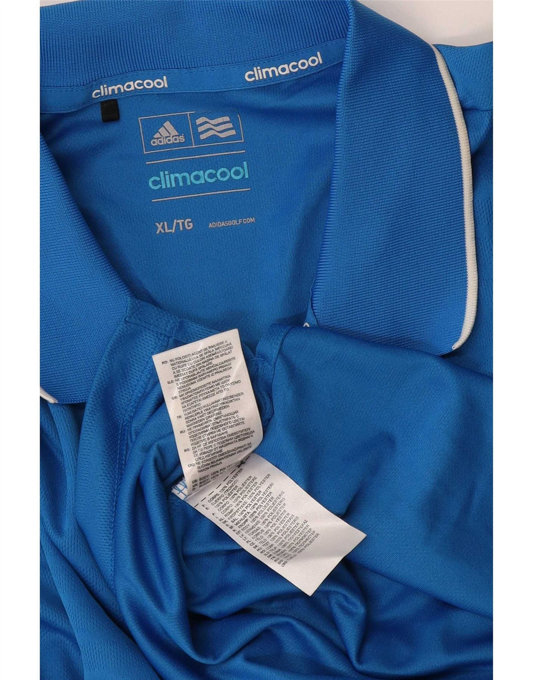 Adidas Mens Climacool Polo Shirt XL Blue Striped Polyester