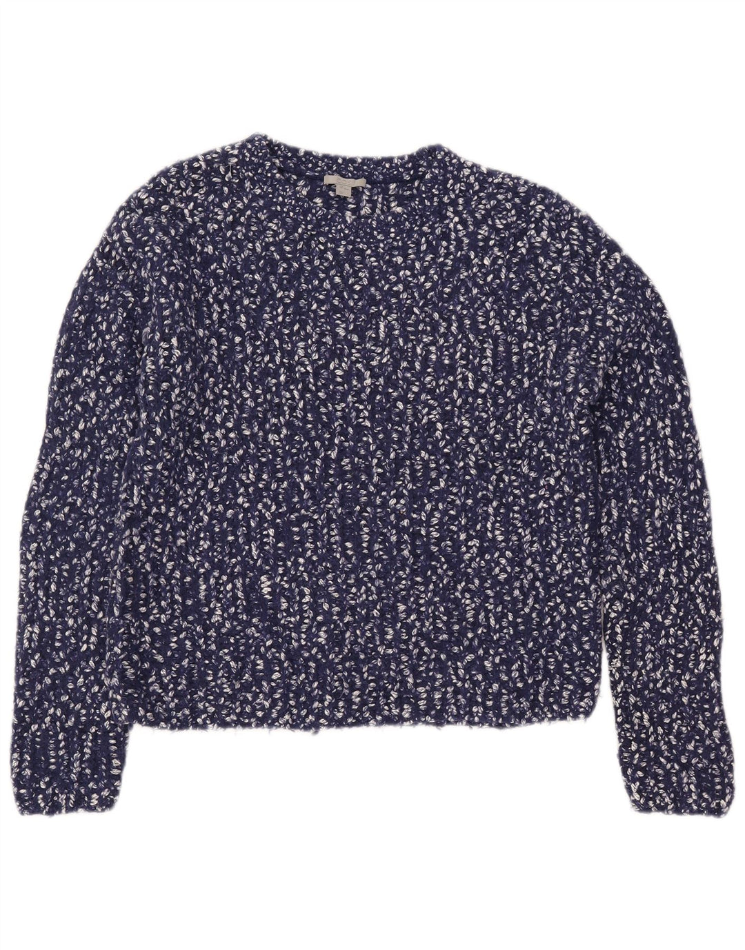 Cos Womens Oversized Crew Neck Jumper Sweater UK 10 Small Navy Blue Flecked