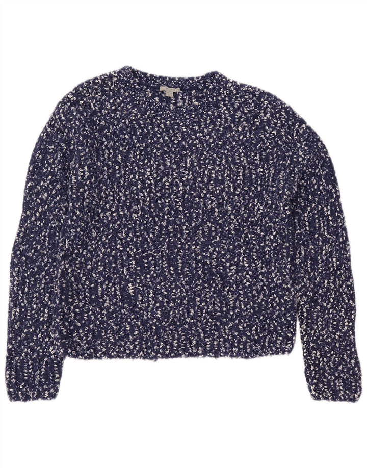 Cos Womens Oversized Crew Neck Jumper Sweater UK 10 Small Navy Blue Flecked