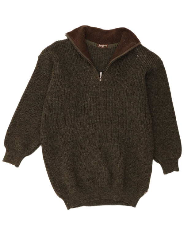 Barbour Mens Zip Neck Jumper Sweater XL Khaki New Wool