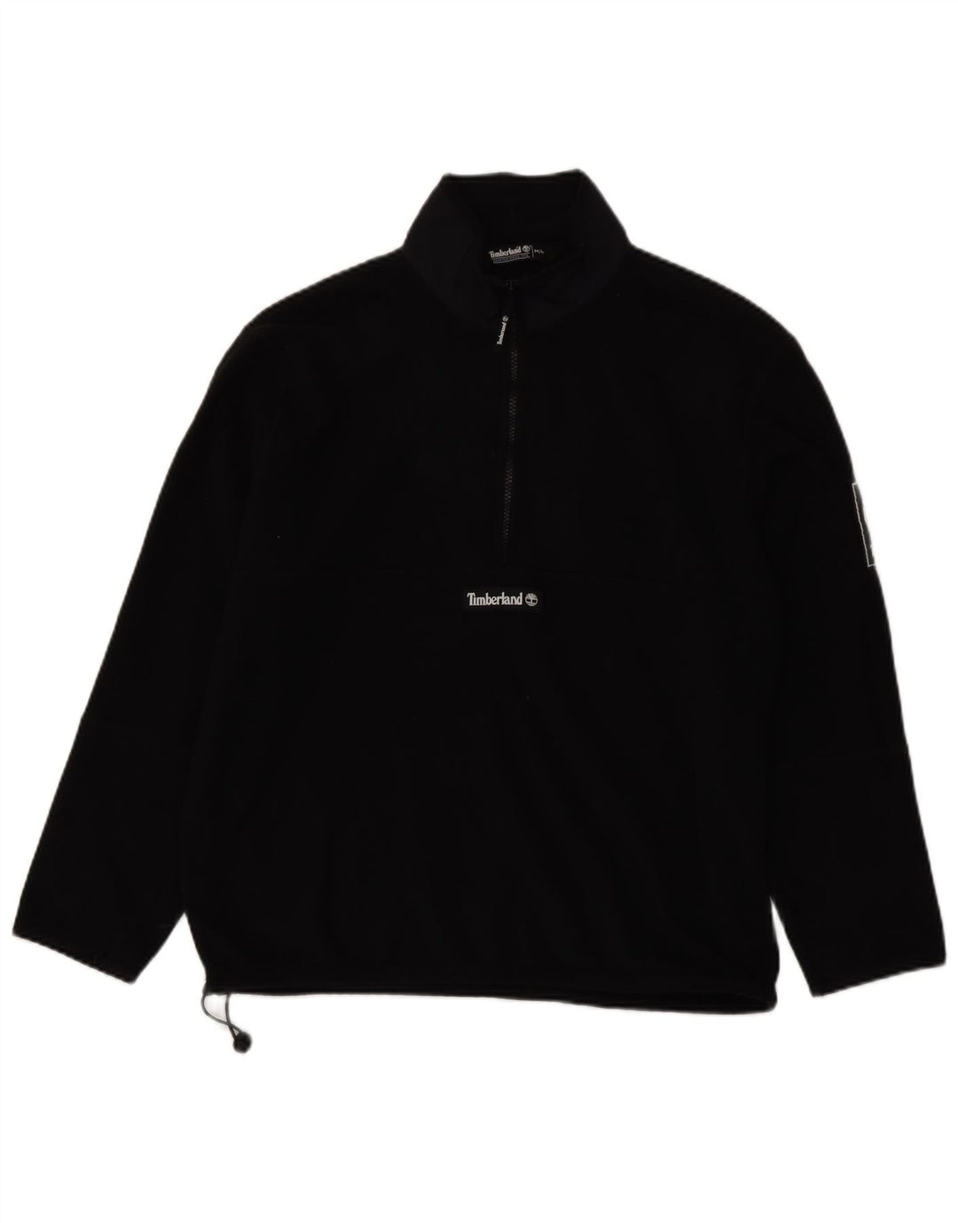Timberland Mens Zip Neck Fleece Jumper Medium Black Polyester
