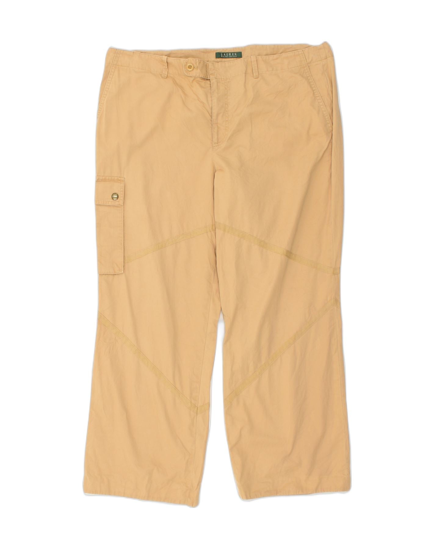 Ralph Lauren Womens Straight Cargo Trousers US 16 2XL W40 L27 Beige | Vintage Clothing