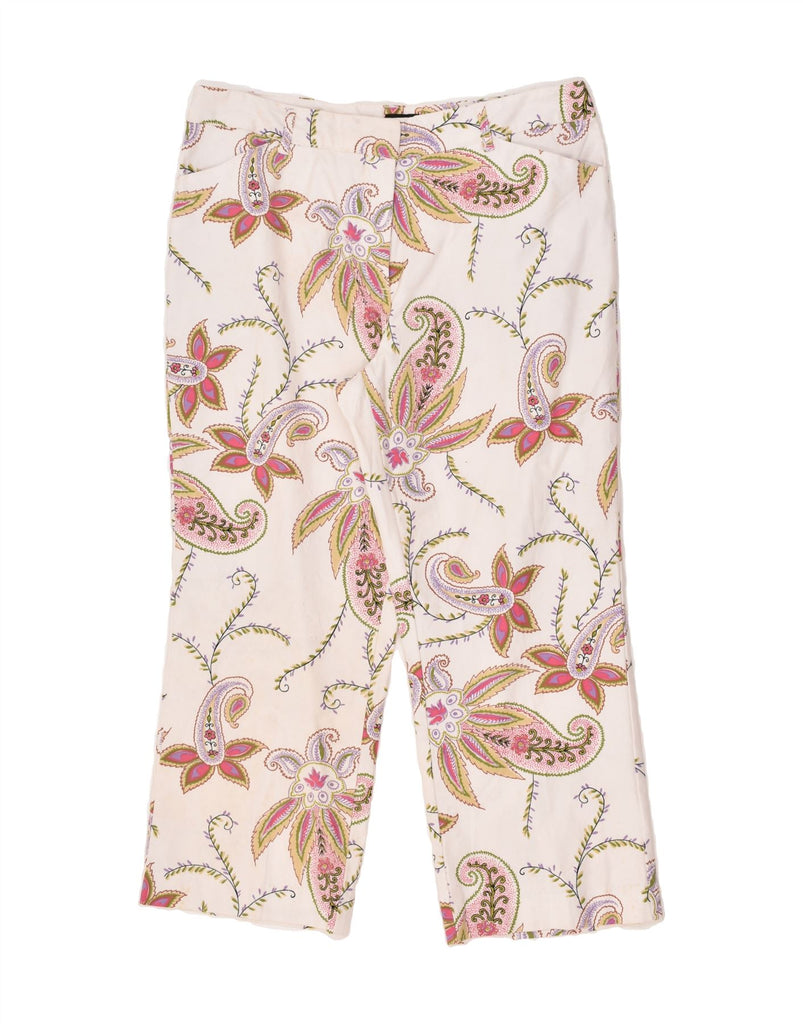 MOSSIMO Womens Straight Casual Trousers UK 14 Large W34 L24 White Floral | Vintage Mossimo | Thrift | Second-Hand Mossimo | Used Clothing | Messina Hembry 