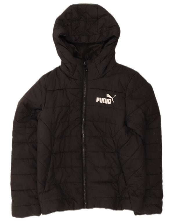 Puma Boys Hooded Padded Jacket 9-10 Years Black Polyester