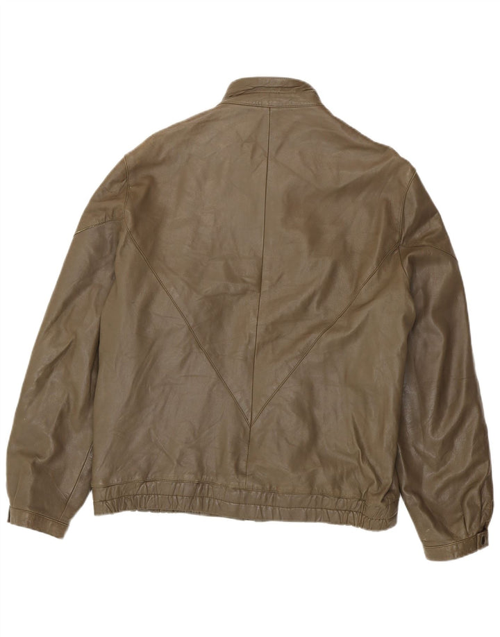 VINTAGE Mens Leather Jacket IT 56 3XL Brown Leather