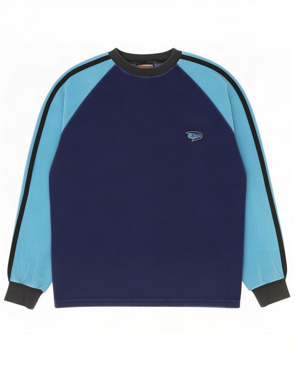 Seven 7 Mens Velour Sweatshirt Jumper Medium Navy Blue Colourblock Cotton