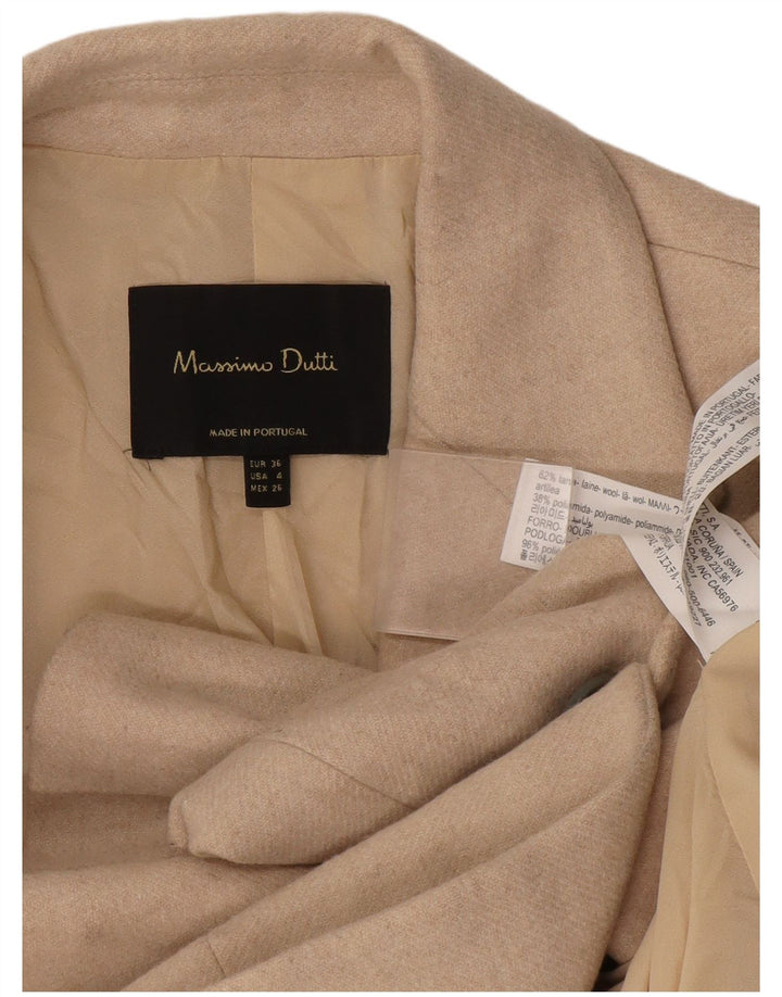 Massimo Dutti Womens 1 Button Blazer Jacket EU 36 XS Beige Wool