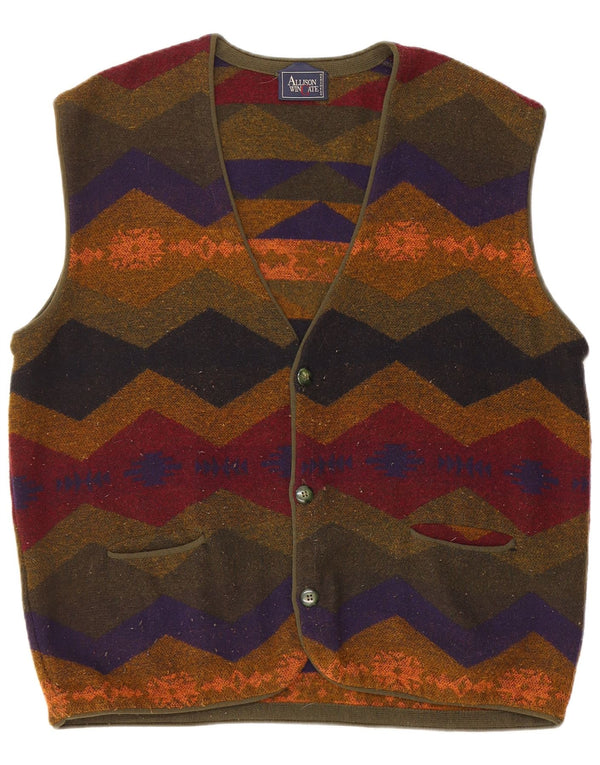 ALLISON WINGATE Mens Cardigan Sweater Large Multicoloured Fair Isle