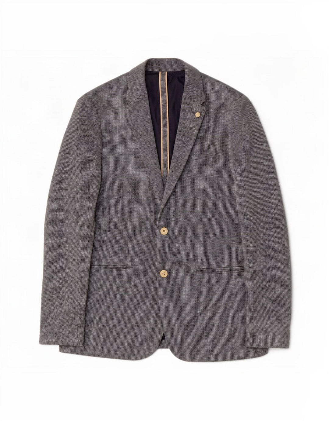 Zara Mens 2 Button Blazer Jacket UK 40 Large Blue Cotton