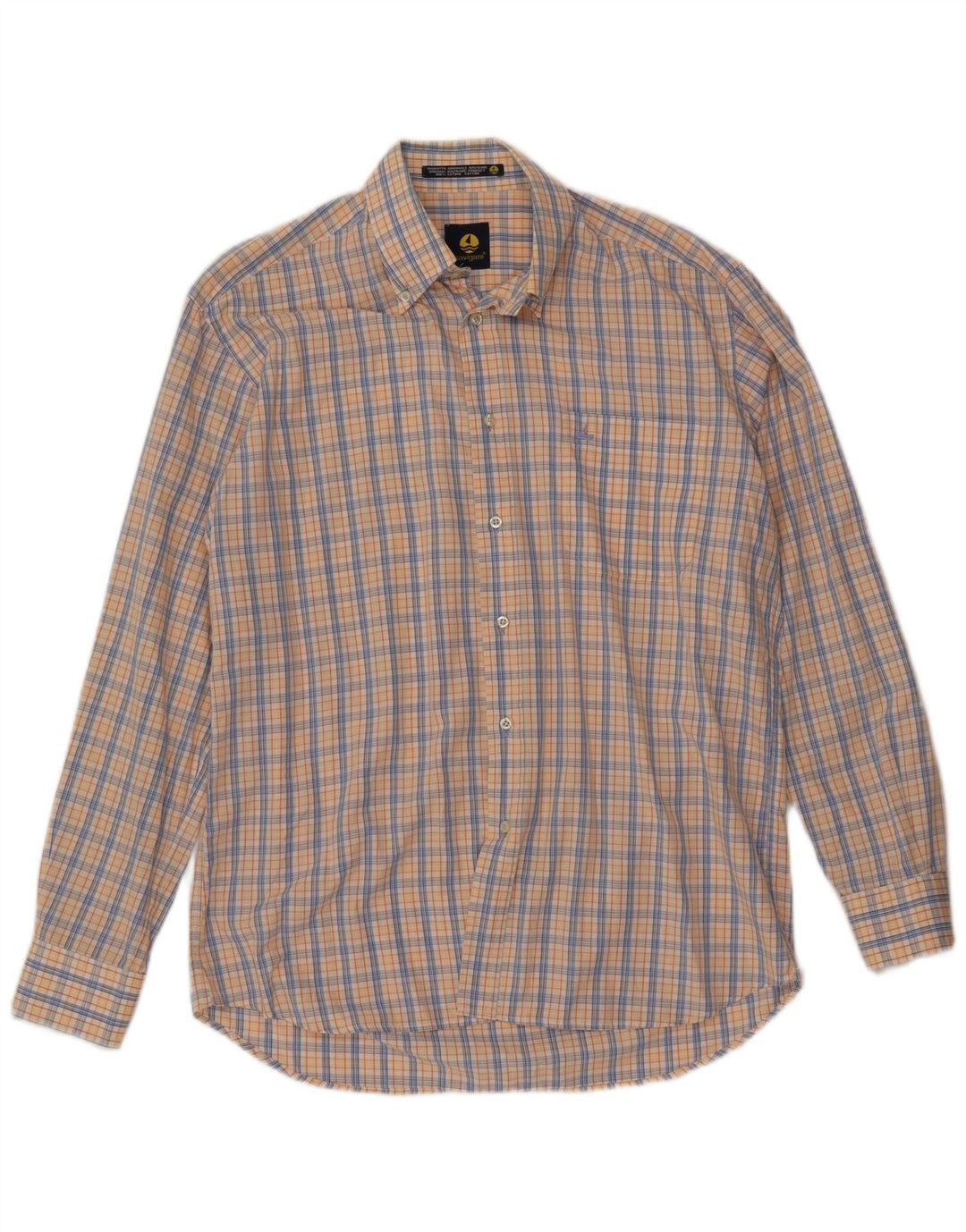 NAVIGARE Mens Shirt Medium Yellow Check Cotton