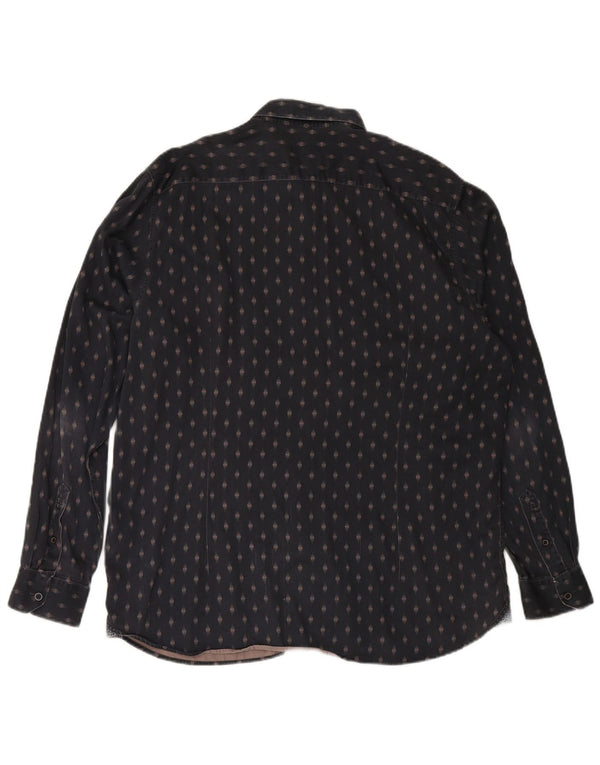 TED BAKER Mens Shirt Size 7 3XL Navy Blue Geometric Cotton
