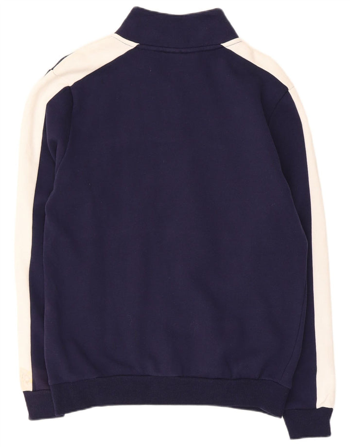 Fila Mens Graphic Zip Neck Sweatshirt Jumper Small Navy Blue Colourblock