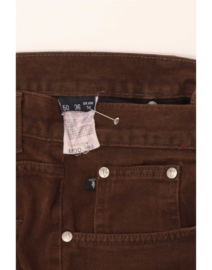 Trussardi Mens Straight Jeans W34 L30 Brown Cotton