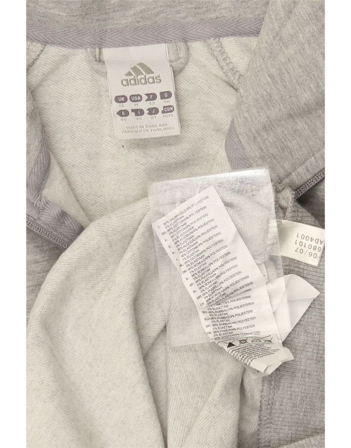 ADIDAS Womens Graphic Tracksuit Top Jacket UK 14 Medium Grey Cotton
