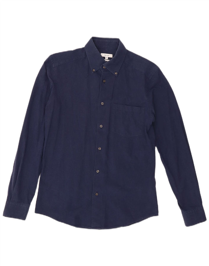 Reiss Mens Slim Fit Shirt Small Navy Blue Cotton