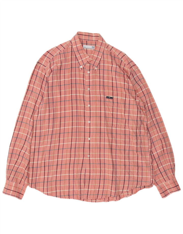 Sergio Tacchini Mens Shirt 2XL Pink Check Cotton