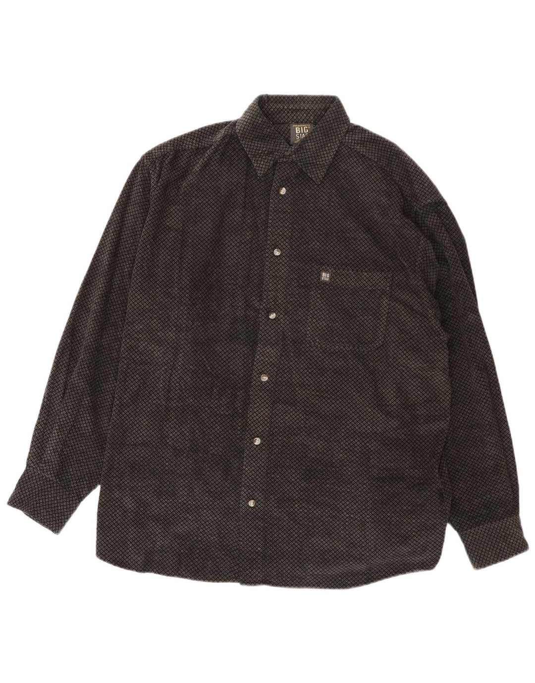 Big Star Mens Shirt Medium Black Geometric Cotton