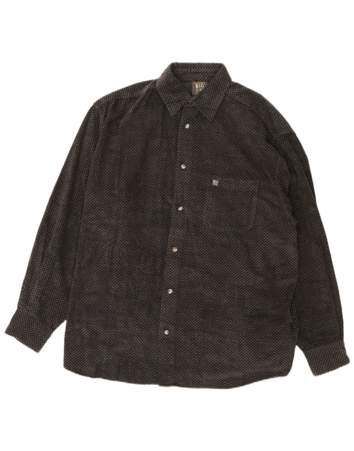 Big Star Mens Shirt Medium Black Geometric Cotton