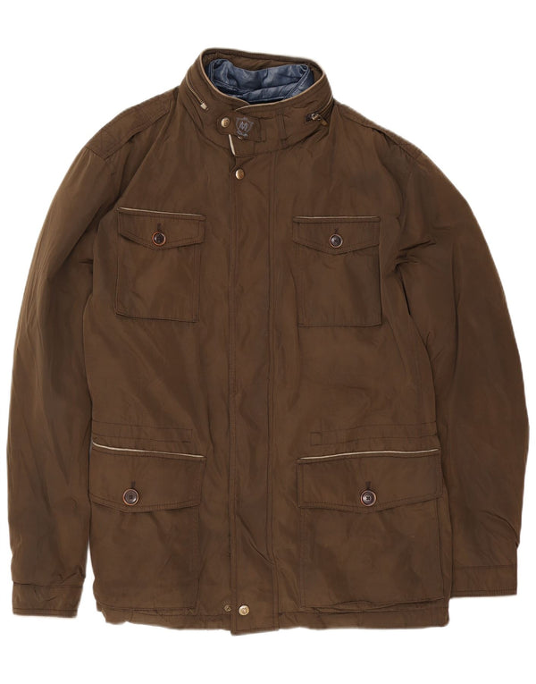 Massimo Dutti Mens Military Hooded Windbreaker Coat UK 44 2XL Brown