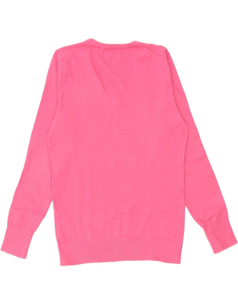 TOMMY HILFIGER Womens V-Neck Jumper Sweater UK 12 Medium Pink Cotton | Vintage Tommy Hilfiger | Thrift | Second-Hand Tommy Hilfiger | Used Clothing | Messina Hembry 