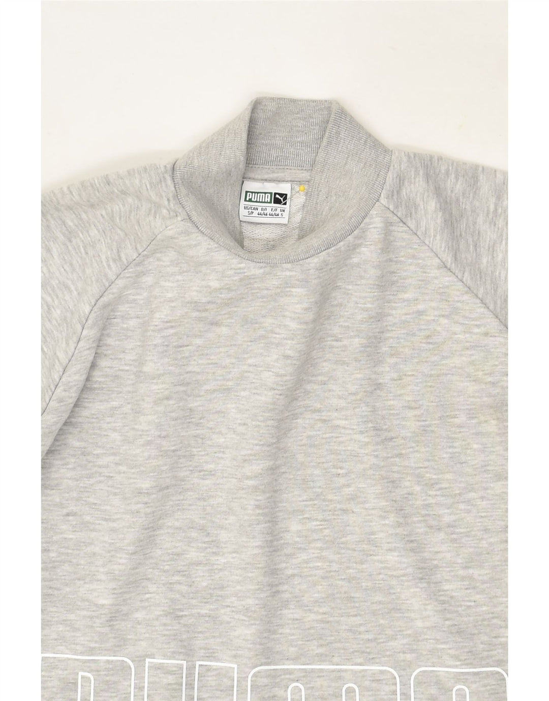 PUMA Womens Graphic Crop Sweatshirt Jumper UK 10 Small Grey Cotton | Vintage Puma | Thrift | Second-Hand Puma | Used Clothing | Messina Hembry 