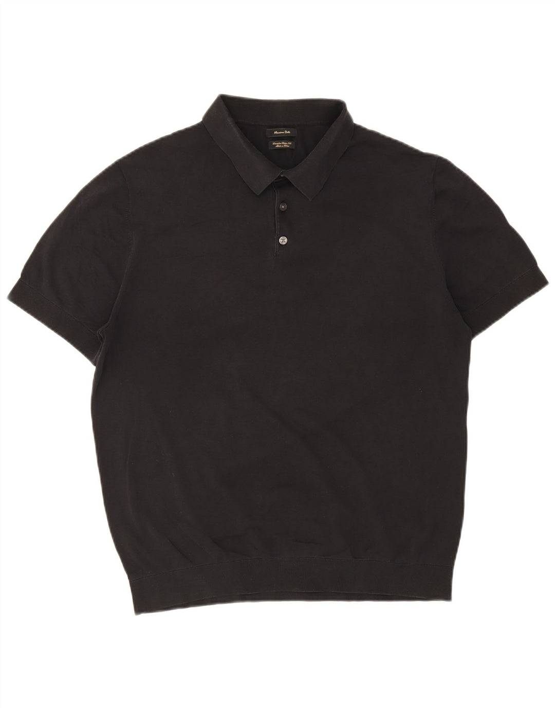Massimo Dutti Mens Polo Shirt Large Black Cotton