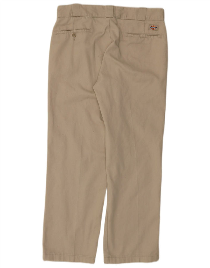 DICKIES Mens Straight Chino Trousers W34 L30 Beige Polyester