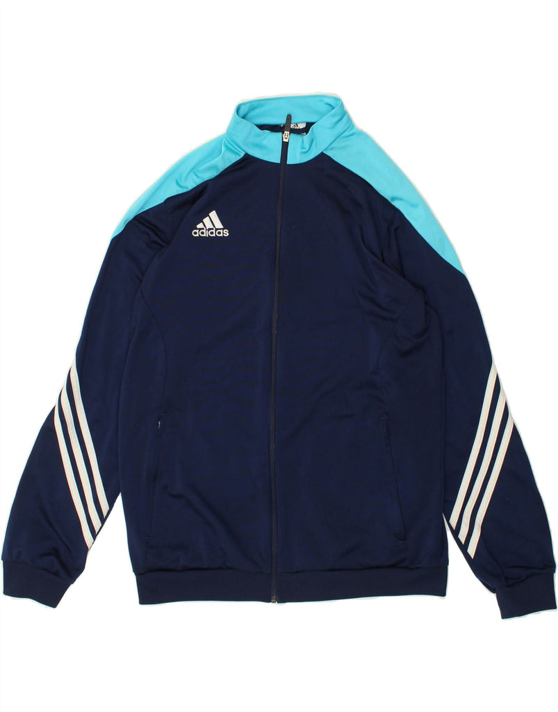 ADIDAS Mens Tracksuit Top Jacket Large Navy Blue Colourblock Polyester | Vintage Adidas | Thrift | Second-Hand Adidas | Used Clothing | Messina Hembry 