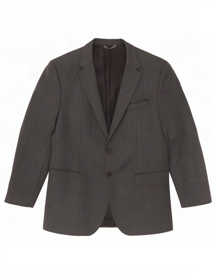 Hugo Boss Mens 2 Button Blazer Jacket EU 52 XL Grey Virgin Wool