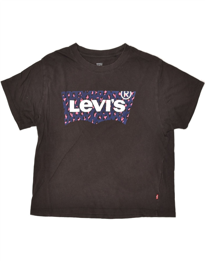 LEVI'S Womens Oversized Graphic T-Shirt Top UK 6 XS Black Cotton | Vintage Levi's | Thrift | Second-Hand Levi's | Used Clothing | Messina Hembry 