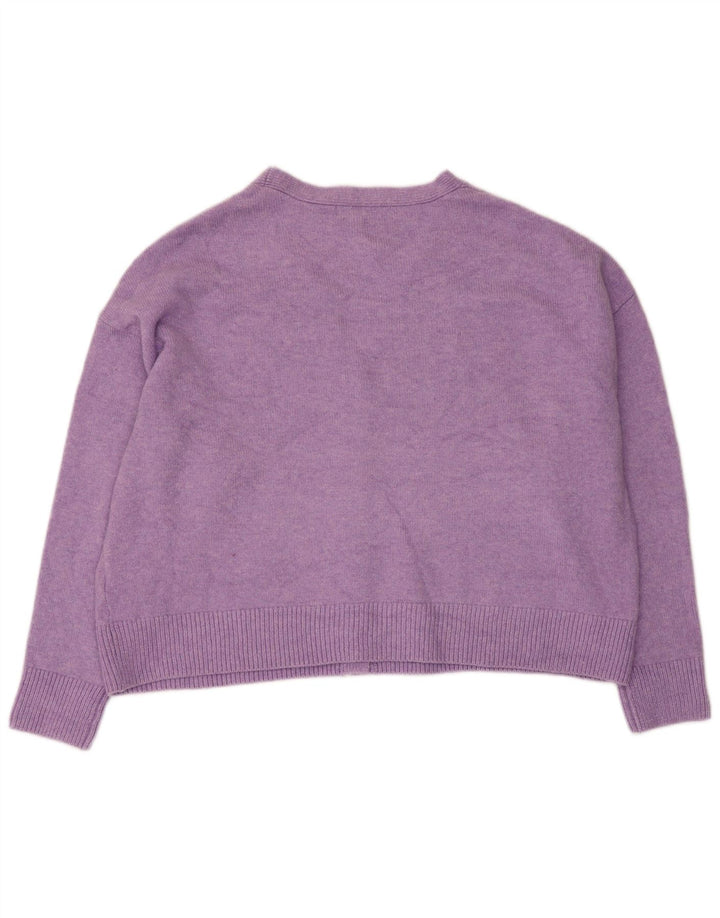 Marks & Spencer Womens Crop Oversized Cardigan Sweater UK 16 Large Purple