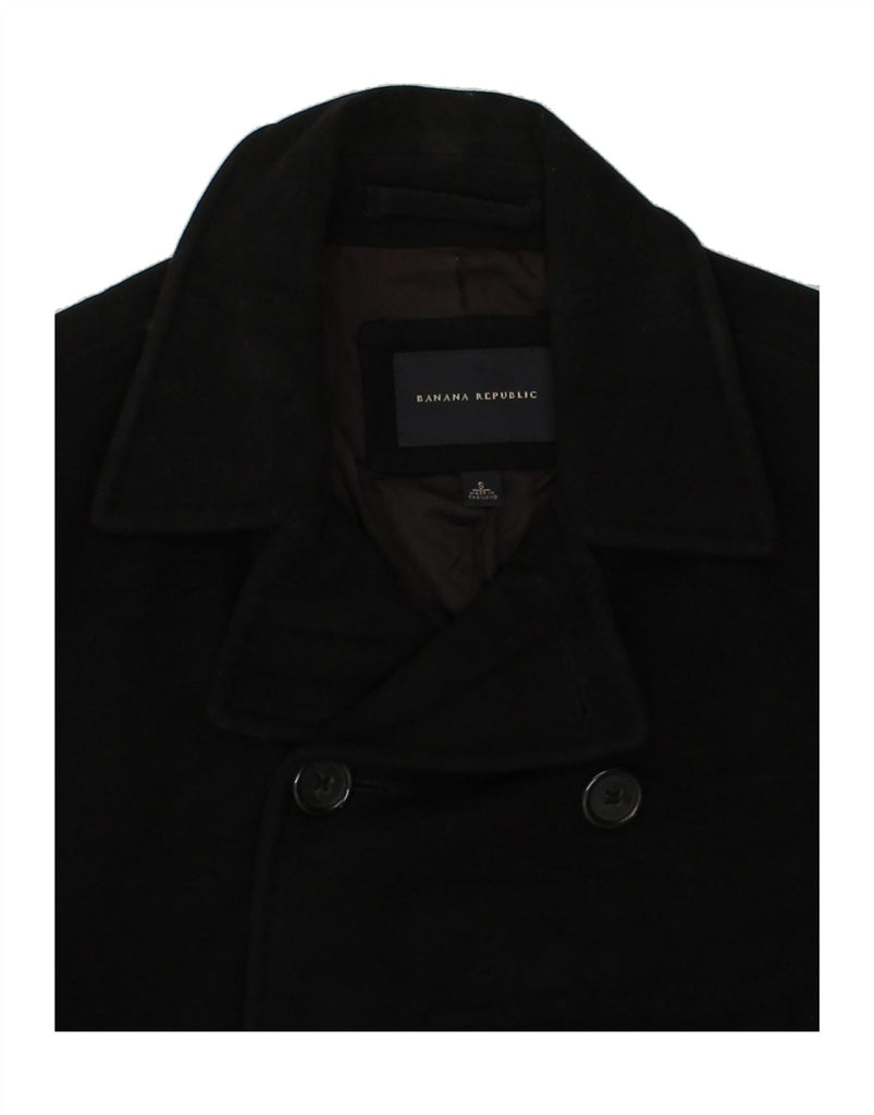 BANANA REPUBLIC Mens Double Breasted Coat UK 36 Small Black Wool | Vintage Banana Republic | Thrift | Second-Hand Banana Republic | Used Clothing | Messina Hembry 