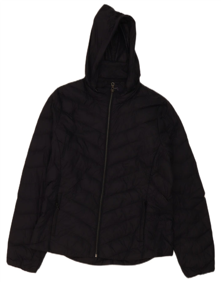 Marks & Spencer Womens Hooded Padded Jacket UK 14 Large Black Polyamide