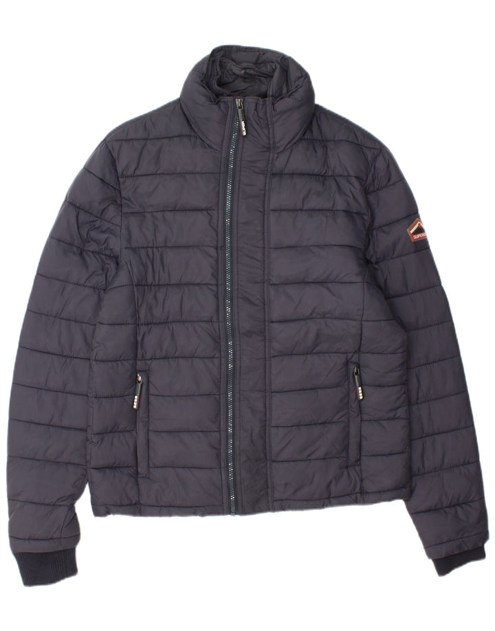 SUPERDRY Mens Padded Jacket UK 38 Medium Navy Blue Nylon