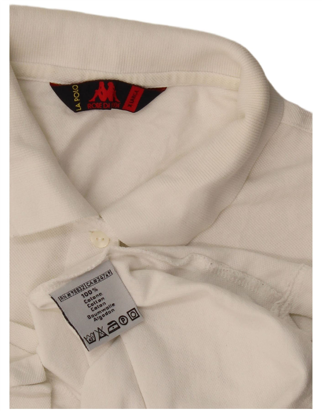 Kappa Mens Polo Shirt XL Off White Cotton