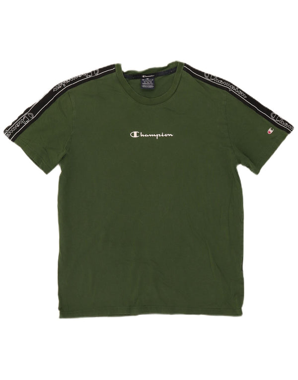 Champion Mens Graphic T-Shirt Top Medium Green Colourblock
