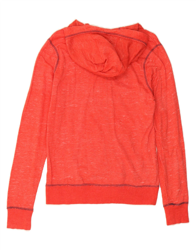 MAJESTIC Womens Graphic Zip Hoodie Sweater UK 14 Medium Red Flecked Cotton Vintage Majestic and Second-Hand Majestic from Messina Hembry 