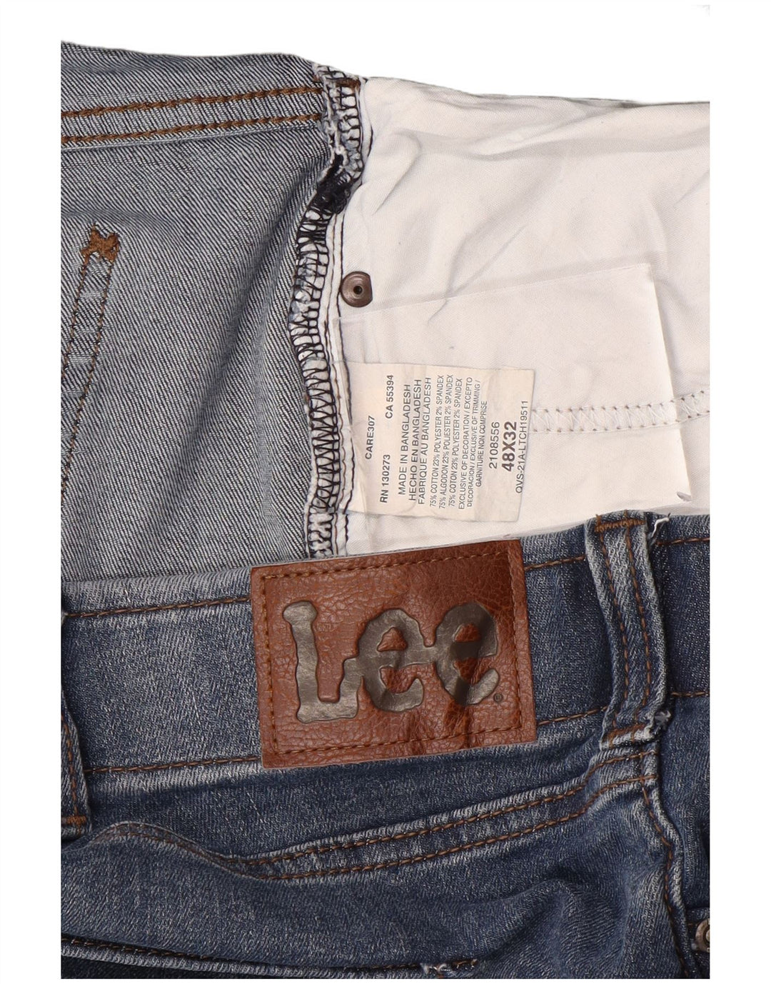 Lee Mens Straight Jeans W48 L32 Blue Cotton